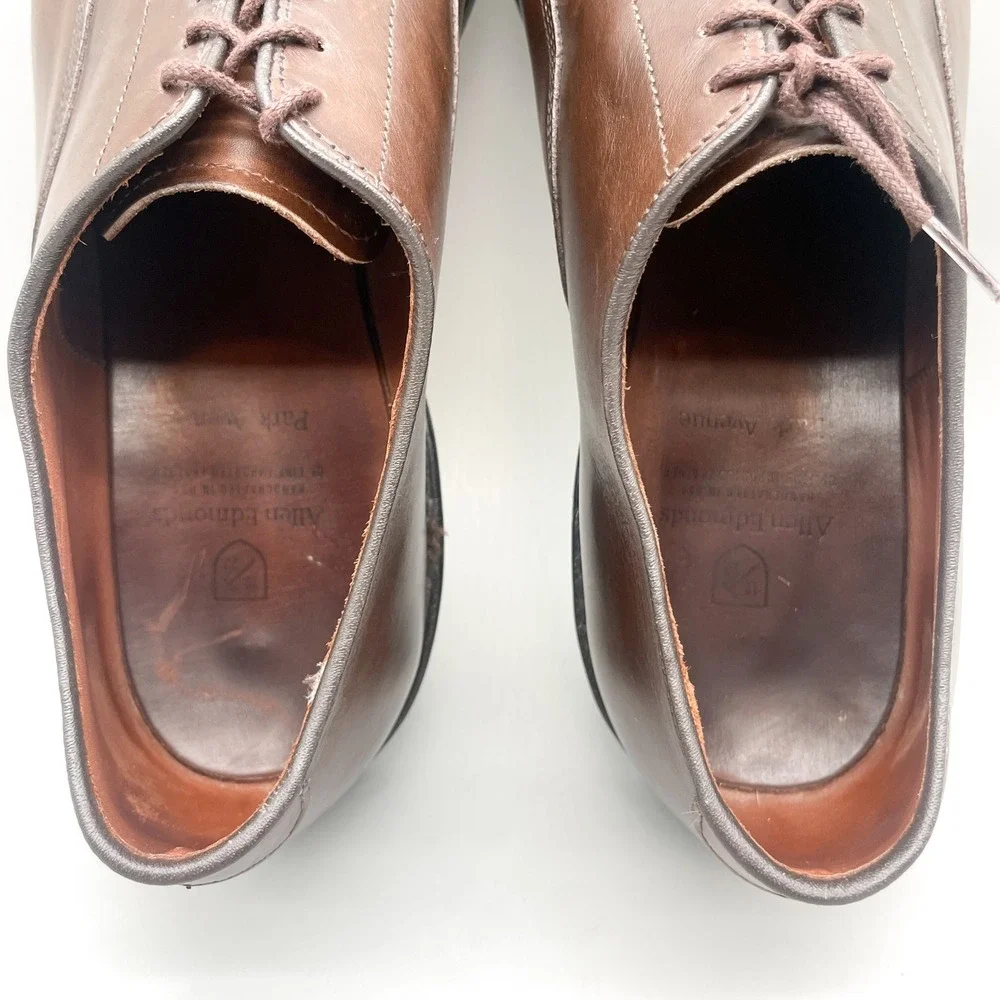 Allen Edmonds Mens 12D Park Avenue Oxford Shoes Dark Brown Leather Cap Toe